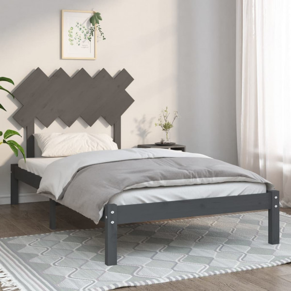 Estrutura de cama em madeira maciça cinza 100x200 cm D