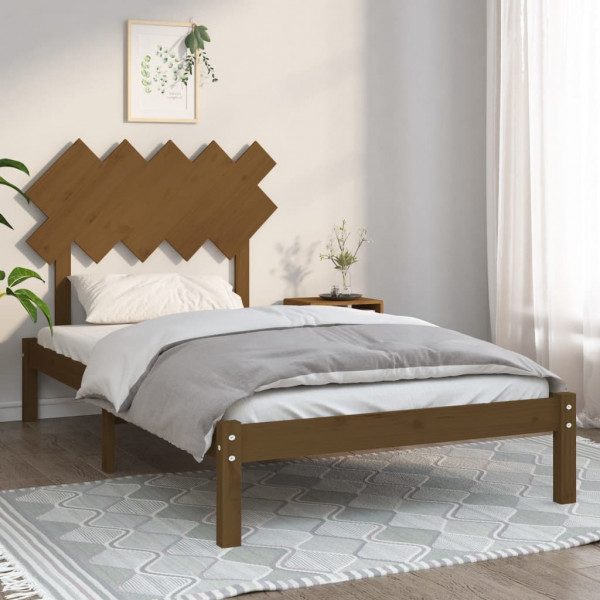 Estrutura de cama de madeira maciça marrom mel 100x200 cm D