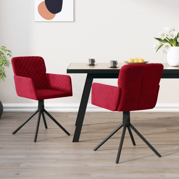 Sillas de comedor giratorias 2 unidades terciopelo rojo tinto Sillas de comedor giratorias 2 unidades terciopelo rojo tinto D