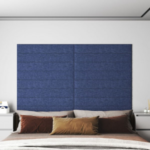 Paneles de pared 12 uds tela azul 90x15 cm 1.62 m² D