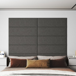 Paneles de pared 12 uds tela gris oscuro 90x30 cm 3.24 m² D