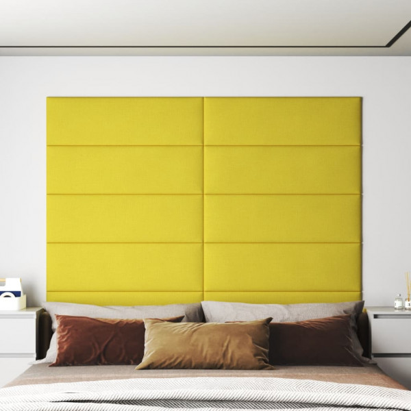 Paneles de pared 12 uds tela amarillo claro 90x30 cm 3.24 m² D