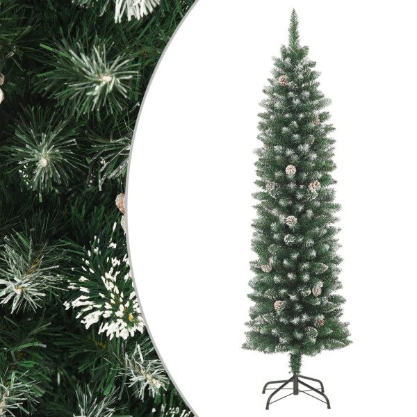 Árbol de Navidad artificial estrecho con soporte PVC 210 cm D
