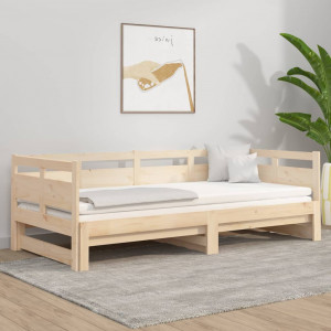 Sofá cama removível em madeira maciça de pinho 2x(90x200) cm D