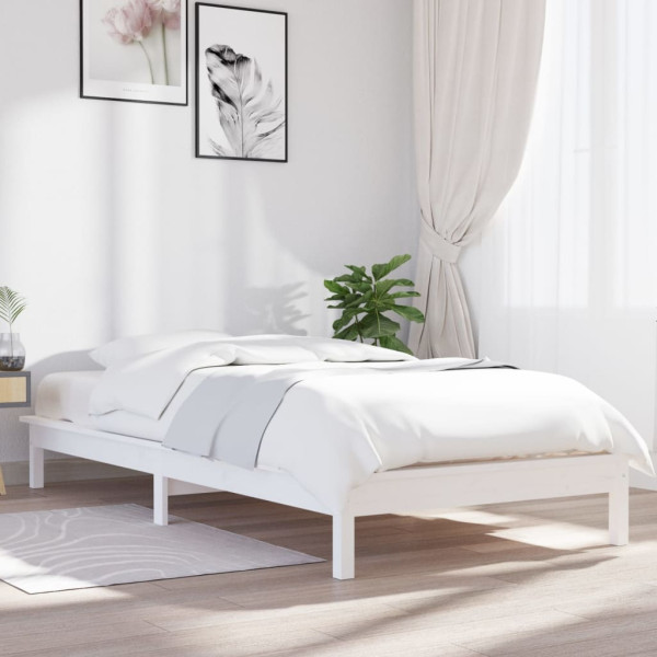 Estructura de cama madera maciza de pino blanca 100x200 cm D