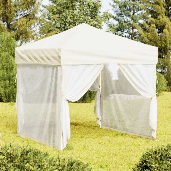 Carpa para fiestas plegable con paredes laterales crema 2x2 m D