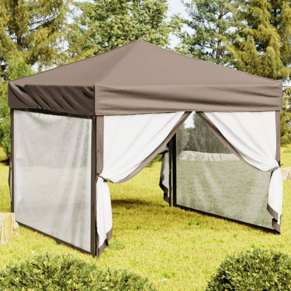 Tenda de festa dobrável com paredes cinza-acinzentadas 3x3 m D