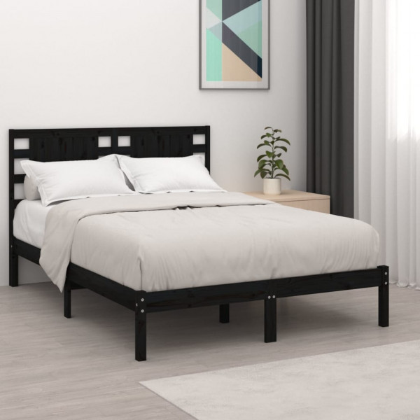 Estructura de cama madera maciza negra Super King 180x200 cm D