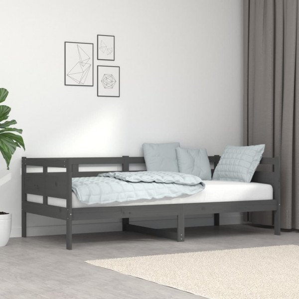 Sofá cama madeira maciça de pinho cinza 90x190 cm D