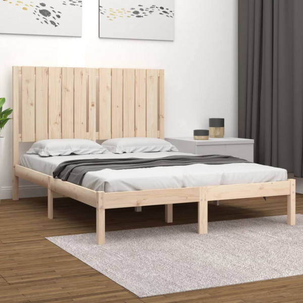 Estructura de cama Marco de Cama Somier de Cama doble pequeña de madera  maciza 120x190 cm