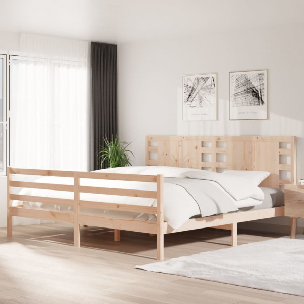 Estructura de cama de madera maciza de pino 200x200 cm D