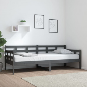 Sofá cama madeira maciça de pinho cinza 80x200 cm D