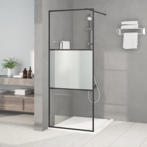 Mampara de ducha vidrio ESG semiesmerilado negro 80x195 cm D