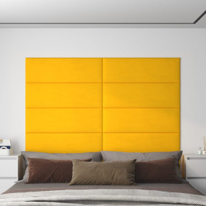 Paneles de pared 12 uds terciopelo amarillo 90x30 cm 3.24 m² D