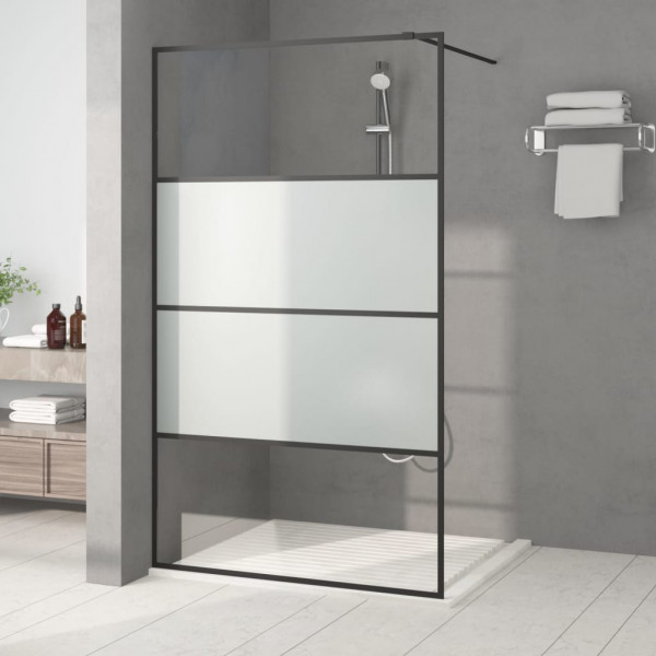 Mampara de ducha vidrio ESG semiesmerilado negro 115x195 cm D