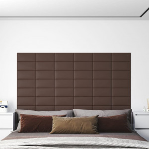 Paneles de pared 12 uds cuero sintético marrón 30x15 cm 0.54 m² D