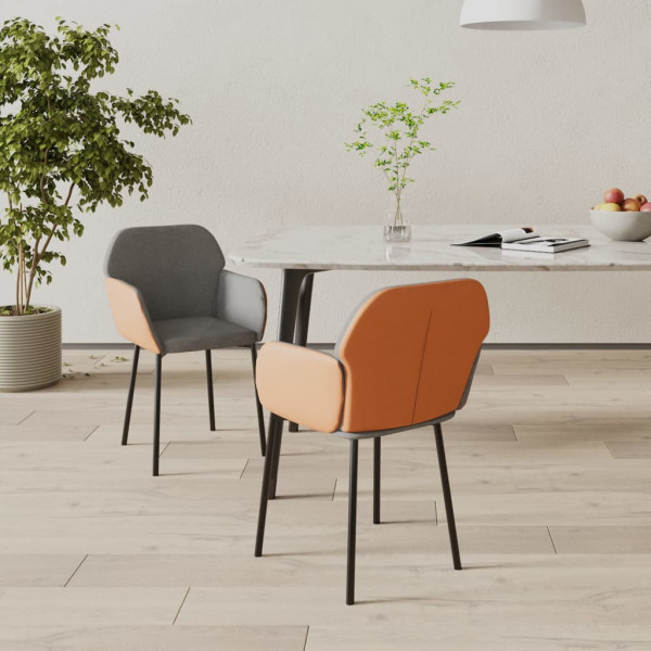 Cadeiras de jantar 2 unidades de couro sintético e tecido cinza claro D
