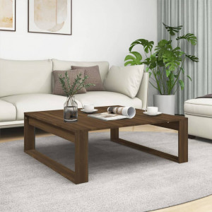 Mesa de centro madera contrachapada roble marrón 100x100x35 cm D