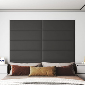 Paneles de pared 12 uds cuero sintético gris 90x30 cm 3.24 m² D