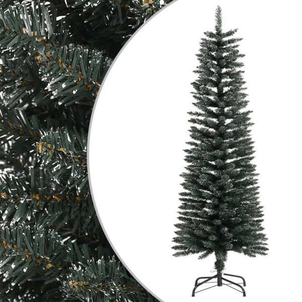 Árbol Navidad artificial estrecho con soporte PVC verde 120 cm D