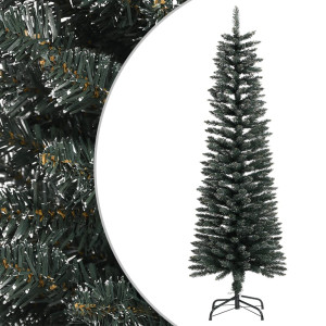 Árvore de Natal artificial estreita com suporte de PVC verde 150 cm D