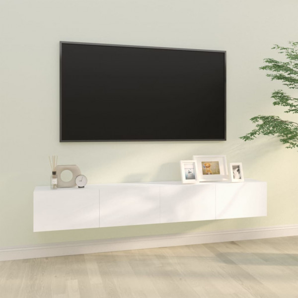 Mueble TV pared 2 uds madera contrachapada blanco 100x30x30 cm D