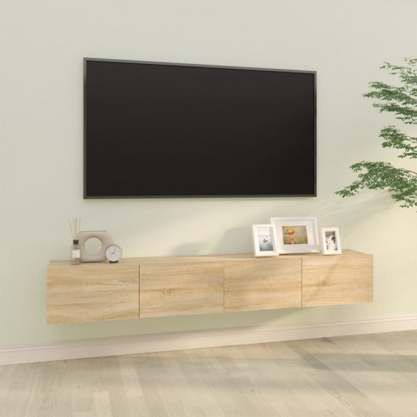 Mueble TV de pared 2 uds madera contrachapada roble 100x30x30cm D