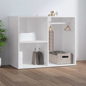 Mueble vestidor madera contrachapada blanco brillo 80x40x65 cm D
