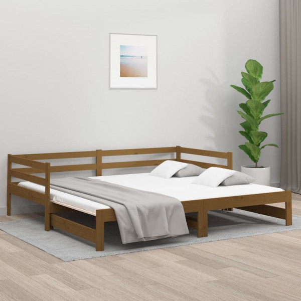 Sofá cama removível em madeira maciça de pinho castanho mel 2x(90x190)cm D