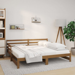 Sofá cama extraíble madera maciza pino marrón miel 2x(90x190)cm D