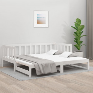 Sofá cama removível madeira maciça de pinho branco 2x(90x190) cm D