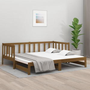 Sofá cama removível em madeira maciça de pinho castanho mel 2x(90x190)cm D