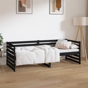 Sofá cama de madera maciza de pino negro 80x200 cm D