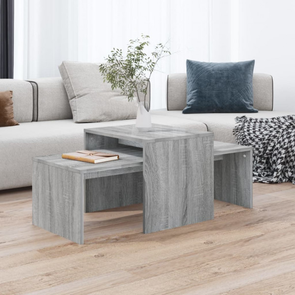 Set mesa de centro madera contrachapada gris Sonoma 100x48x40cm D