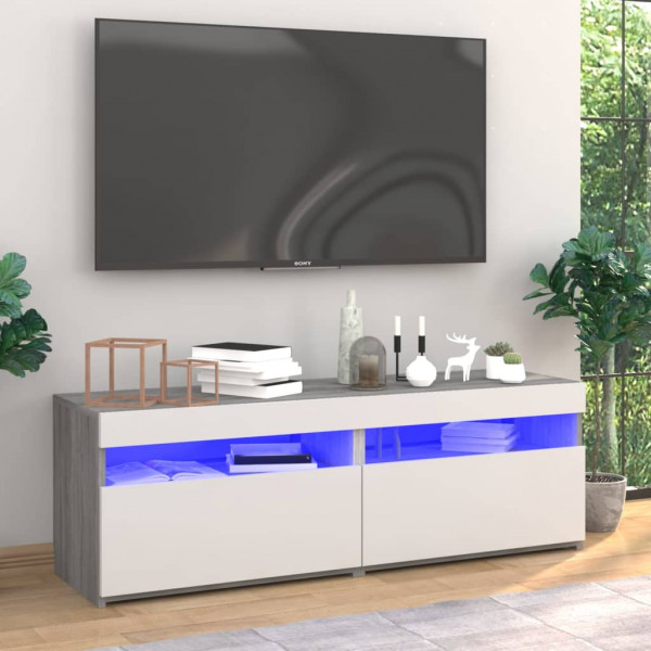 Muebles de TV 2 uds con luces LED gris Sonoma 60x35x40 cm D