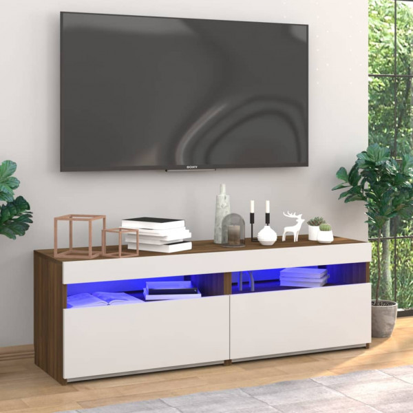 Muebles de TV con luces LED 2 uds marrón roble 60x35x40 cm D