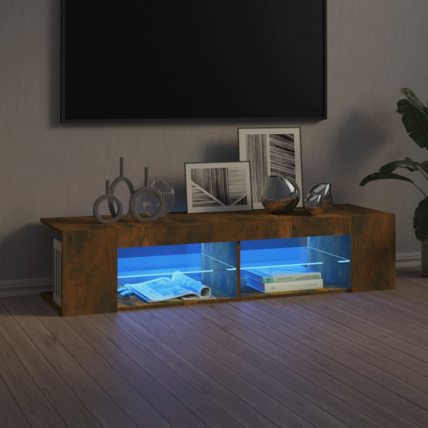Mobiliário de televisão com luzes LED 135x39x30 cm D