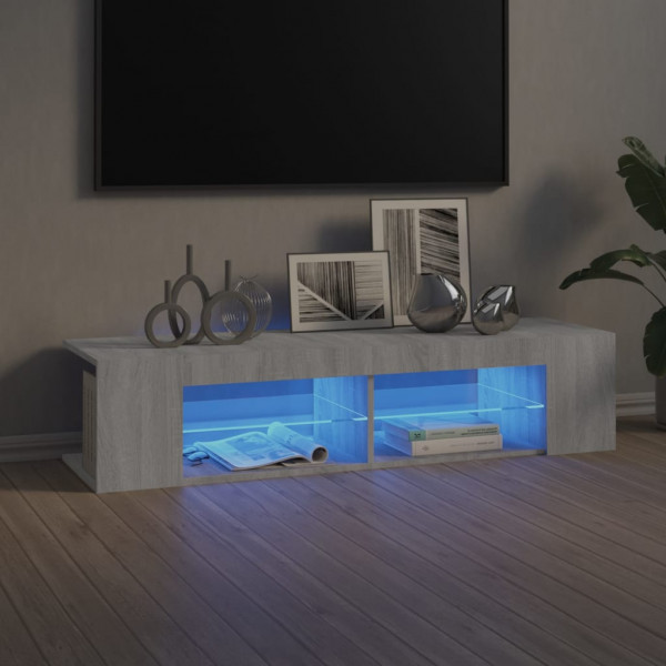 Mobiliário de TV com luzes LED cinza Sonoma 135x39x30 cm D