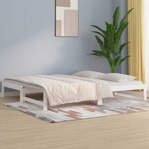 Sofá cama removível madeira maciça de pinho branco 2x(90x190) cm D