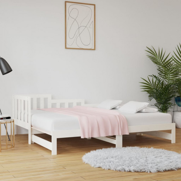 Sofá cama extraíble madera maciza de pino blanco 2x(80x200) cm D