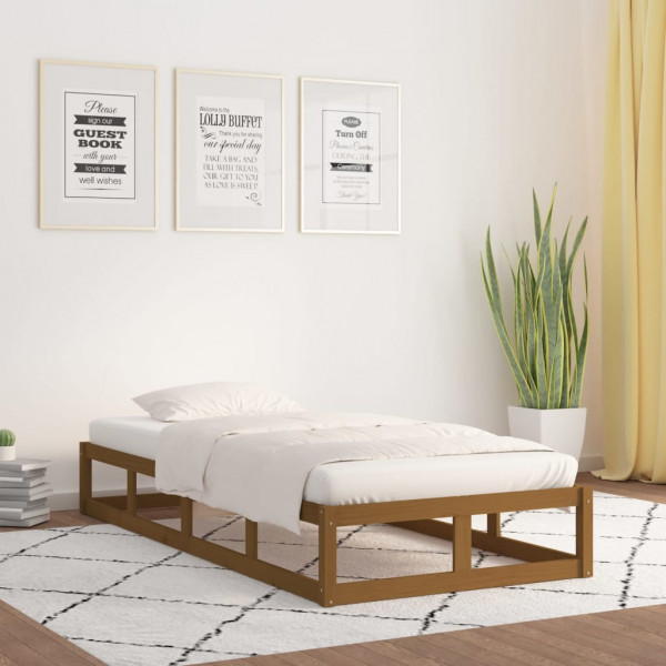 Estrutura de cama de madeira maciça marrom mel 100x200 cm D