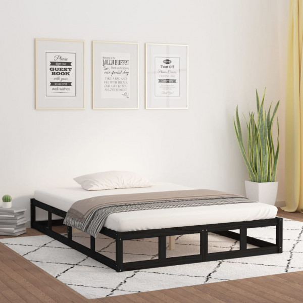 Estructura de cama madera maciza negro King Size 150x200 cm D