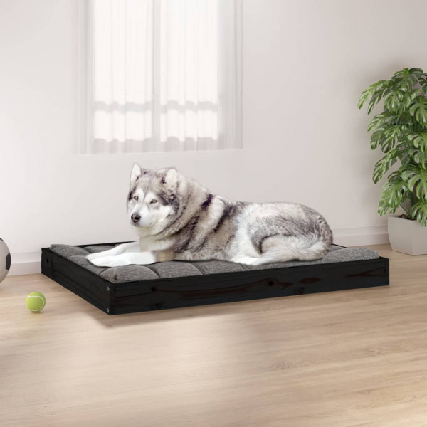 Cama para perros madera maciza de pino negro 101.5x74x9 cm D