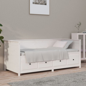 Sofá cama de madera maciza de pino blanco 100x200 cm D