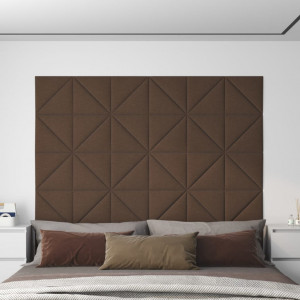Paneles de pared 12 uds tela marrón 30x30 cm 0.54 m² D