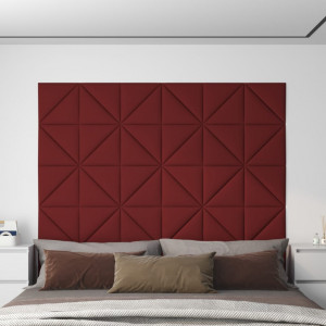 Paneles de pared 12 uds tela rojo tinto 30x30 cm 0.54 m² D