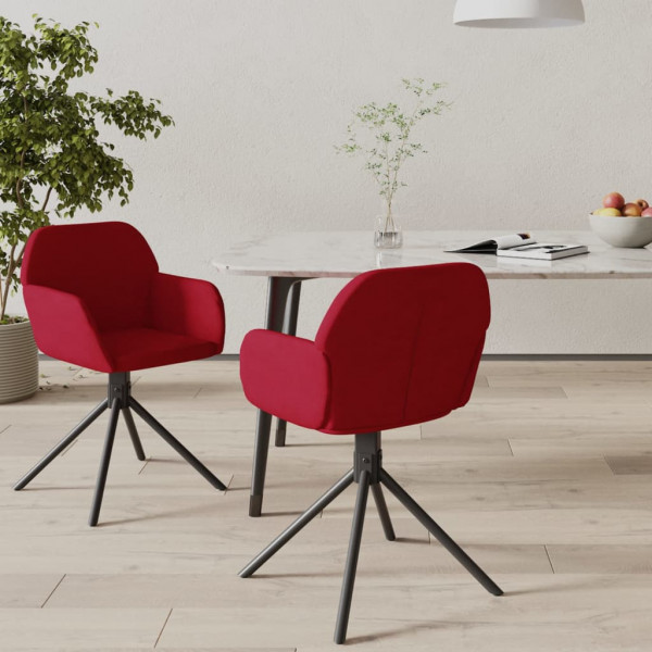 Sillas de comedor giratorias 2 unidades terciopelo rojo tinto Sillas de comedor giratorias 2 unidades terciopelo rojo tinto D