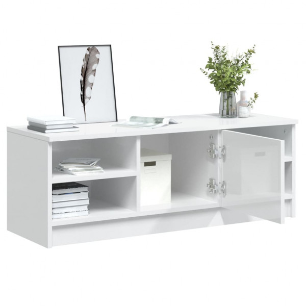 Mueble de TV madera contrachapada blanco brillo 102x35.5x36.5cm D
