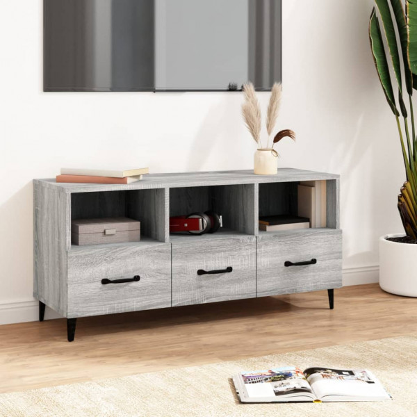 Mueble de TV madera contrachapada gris Sonoma 102x35x50 cm D