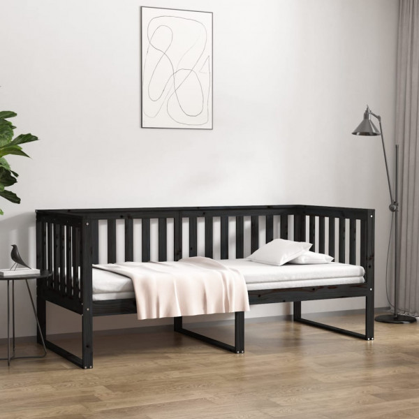Sofá cama de madera maciza de pino negro 100x200 cm D